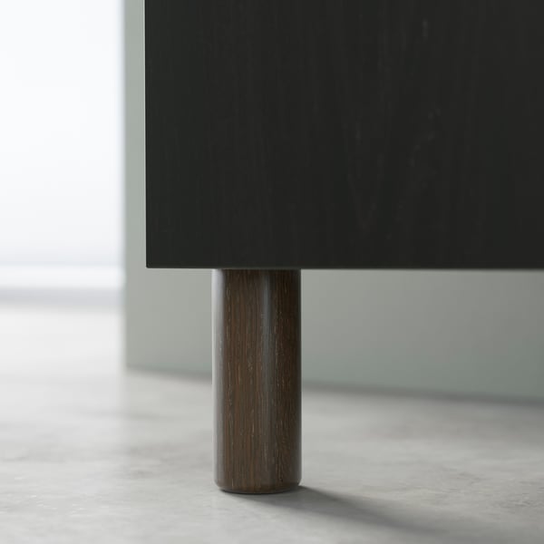 BESTÅ storage combination with doors, black-brown Hedeviken/Mejarp/dark brown stained oak veneer, 180x42x74 cm