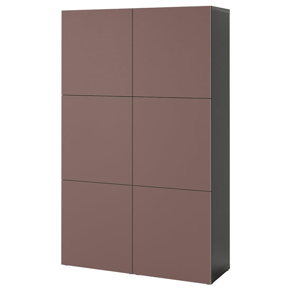 BESTÅ storage combination with doors, black-brown/Hjortviken brown, 120x42x193 cm