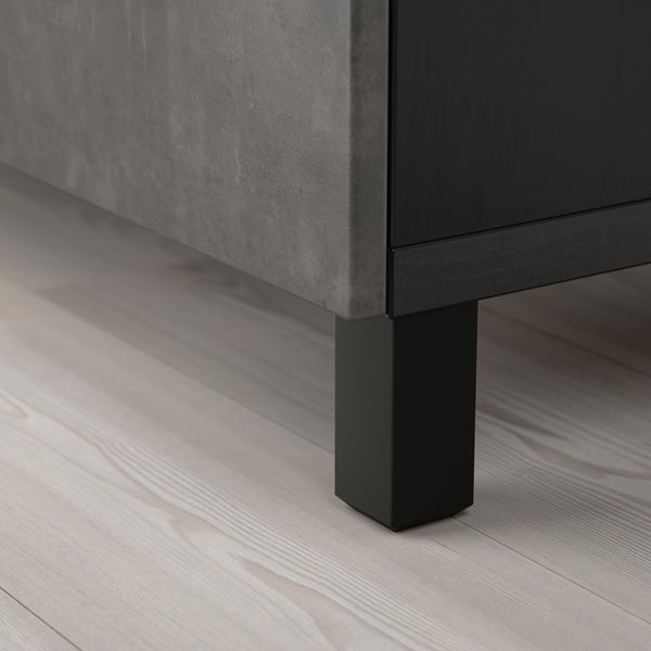 BESTÅ - BESTÅ Storage combination with doors, black-brown Kallviken/Stubbarp/dark grey concrete effect, 180x42x74 cm