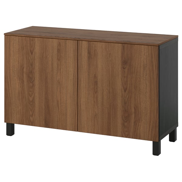 BESTÅ cabinet with doors, brown-black/Lappviken/Stubbarp walnut effect, 120x42x75 cm