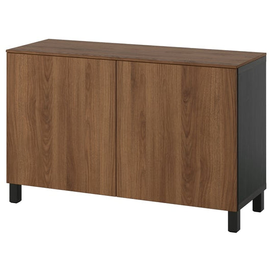 BESTÅ cabinet with doors, brown-black/Lappviken/Stubbarp walnut effect, 120x42x75 cm