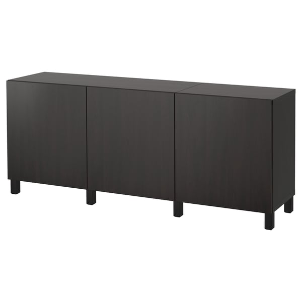 BESTÅ - BESTÅ Storage combination with doors, black-brown/Lappviken/Stubbarp black-brown, 180x42x74 cm