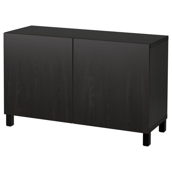 BESTÅ storage combination with doors, black-brown/Lappviken/Stubbarp black-brown, 120x42x74 cm