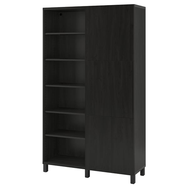 BESTÅ storage combination with doors, black-brown/Lappviken/Stubbarp black-brown, 120x42x202 cm