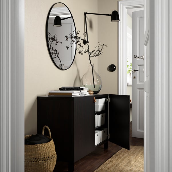 BESTÅ storage combination with doors, black-brown/Lappviken/Stubbarp black-brown, 120x42x74 cm
