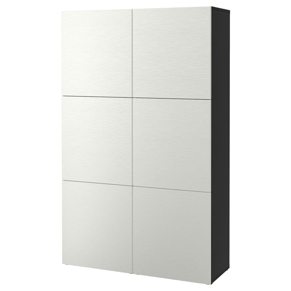 BESTÅ storage combination with doors, black-brown/Laxviken white, 120x42x193 cm