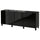 BESTÅ storage combination with doors, black-brown/Selsviken high-gloss/black, 180x42x75 cm