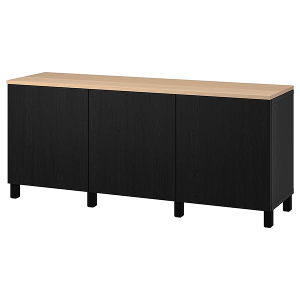 BESTÅ storage combination with doors, black-brown/Lappviken/Stubbarp black-brown, 180x42x76 cm