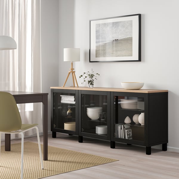 BESTÅ storage combination with doors, black/Sindvik/Stubbarp black, 180x42x76 cm