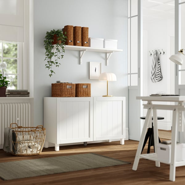 BESTÅ storage combination with doors, Pipmakare white/Stubbarp white, 120x42x74 cm