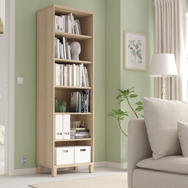 BESTÅ cabinet unit, white stained oak effect, 60x40x202 cm