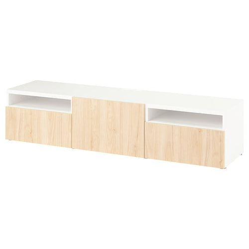 BESTÅ - TV cabinet, white/Fänrik ash,180x42x39 cm