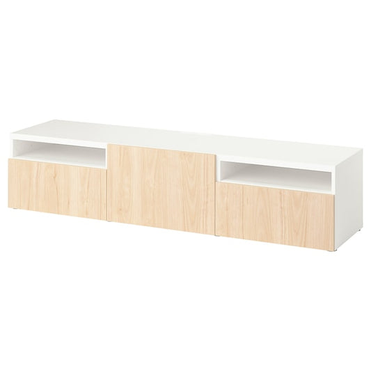 BESTÅ - TV cabinet, white/Fänrik ash,180x42x39 cm