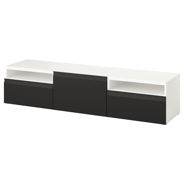 BESTÅ - BESTÅ TV bench, white/Hammarsmed anthracite, 180x42x39 cm