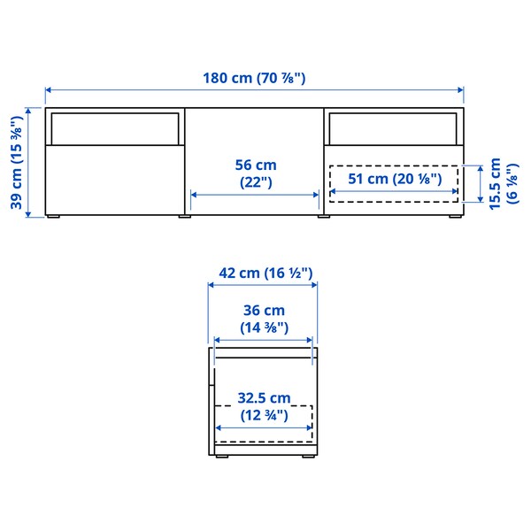 BESTÅ - TV bench, white/Hammarsmed beige, 180x42x39 cm