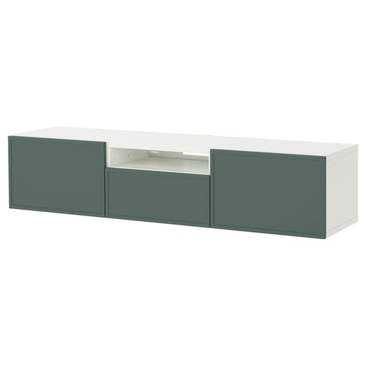BESTÅ TV cabinet, white/Krukmakare dark gray-green, 180x42x39 cm