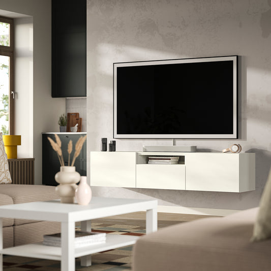 BESTÅ TV bench, white/Lappviken white, 180x42x39 cm