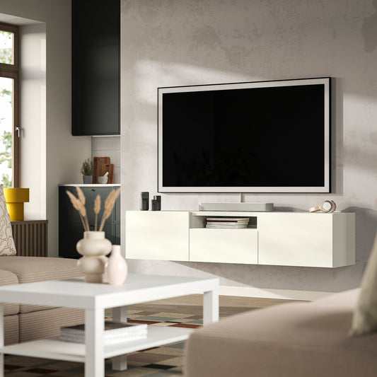 BESTÅ TV bench, white/Lappviken white, 180x42x39 cm