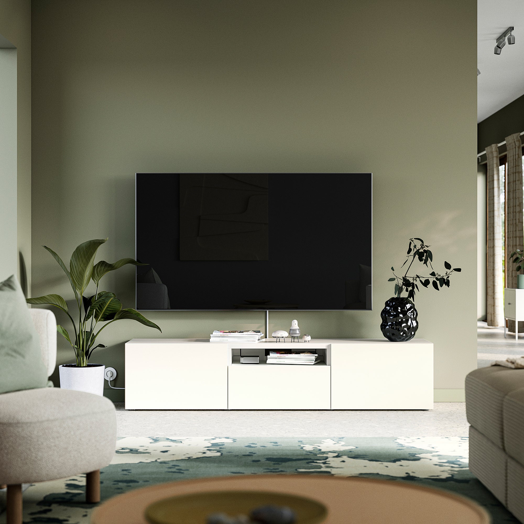 BESTÅ TV bench, white/Lappviken white, 180x42x39 cm