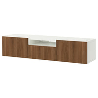 BESTÅ TV bench, white brown/Lappviken walnut effect, 180x42x39 cm