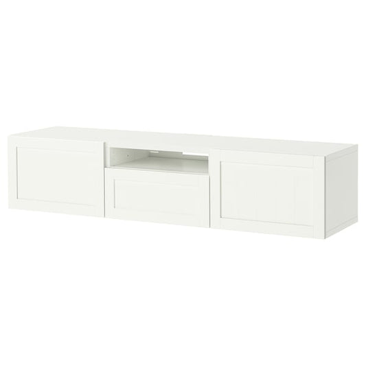BESTÅ TV cabinet, white/Pipmakare white, 180x42x39 cm