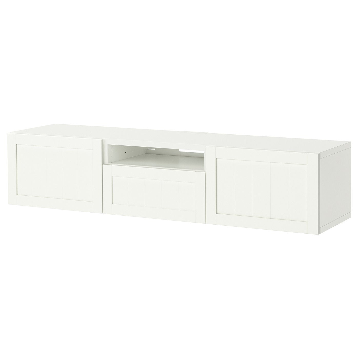 BESTÅ TV bench, white/Pipmakare white, 180x42x39 cm