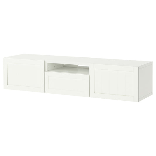 BESTÅ TV bench, white/Pipmakare white, 51x39x32.5 cm