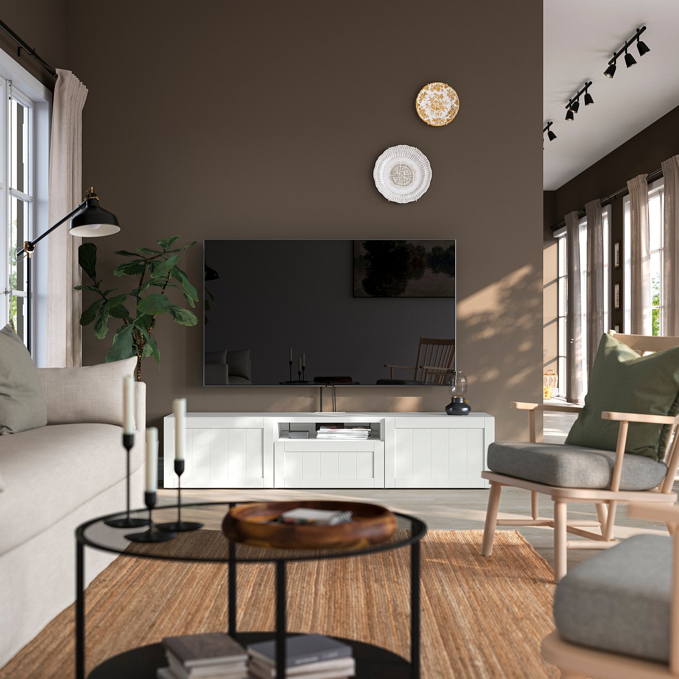 BESTÅ TV bench, white/Pipmakare white, 51x39x32.5 cm