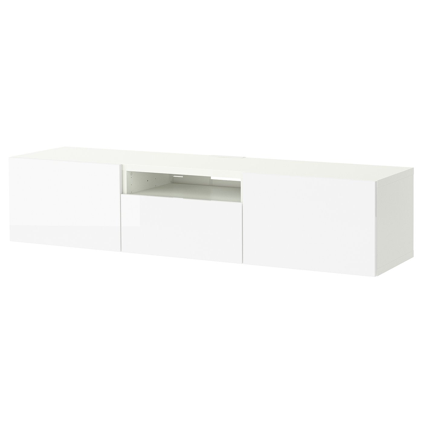 BESTÅ TV bench, white/Selsviken high-gloss white, 180x42x39 cm