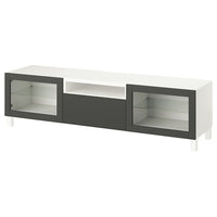 BESTÅ - TV bench, white Sindvik/Lappviken/Stubbarp dark grey, 180x42x48 cm