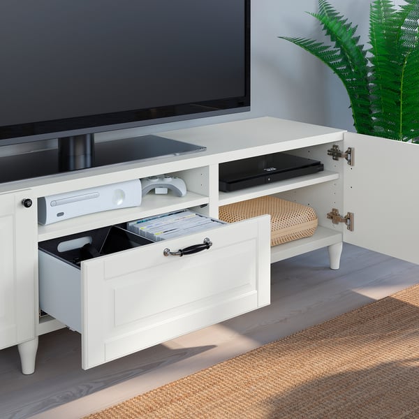 BESTÅ - BESTÅ TV bench, white/Smeviken/Kabbarp white, 180x42x48 cm