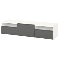 BESTÅ - TV bench, white/Västerviken dark grey, 180x42x39 cm