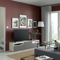 BESTÅ - TV bench, white/Västerviken dark grey, 180x42x39 cm