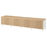 BESTÅ TV bench with doors, white/Björköviken/Stubbarp oak veneer, 240x42x50 cm