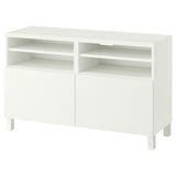 BESTÅ TV bench with doors, white/Förvaltare white, 120x42x74 cm
