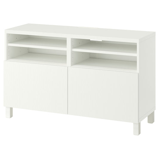 BESTÅ TV bench with doors, white/Förvaltare white, 120x74x42 cm
