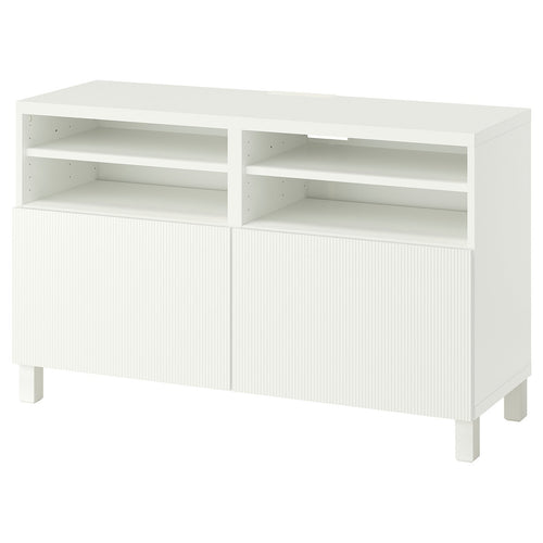 BESTÅ TV bench with doors, white/Förvaltare white, 120x74x42 cm