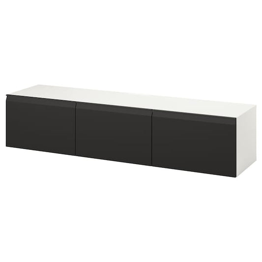 Ikea BESTÅ - TV bench with doors, white/Hammarsmed anthracite, 180x42x38 cm