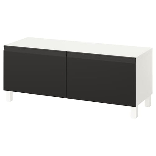 BESTÅ - BESTÅ TV bench with doors, white/Hammarsmed/Stubbarp anthracite, 120x42x48 cm