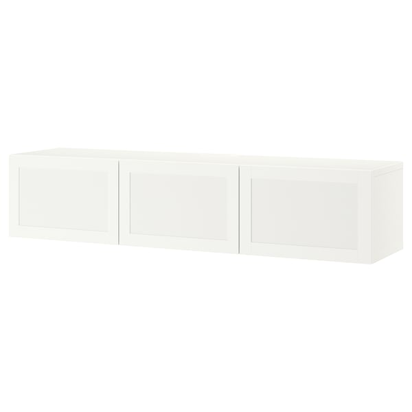 BESTÅ TV bench with doors, white/Hanviken white, 180x42x38 cm