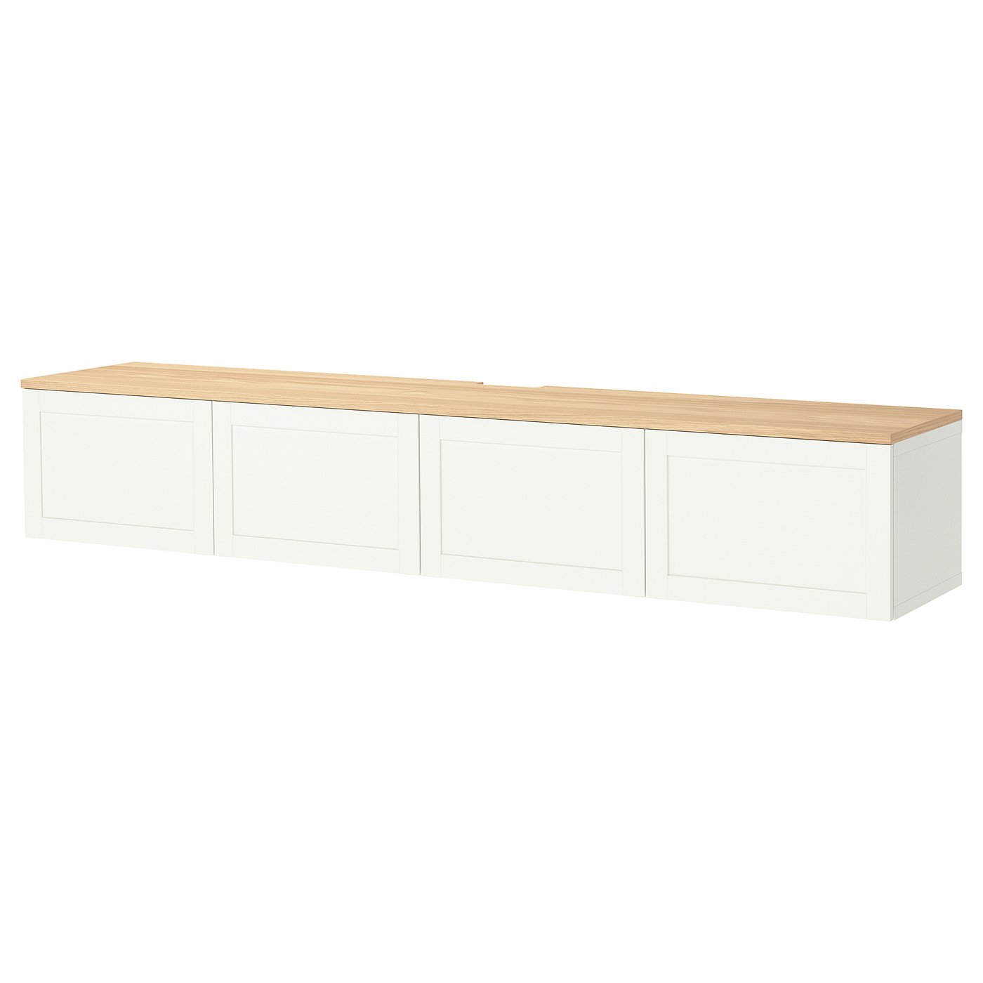 BESTÅ TV bench with doors, white/Hanviken white, 240x42x40 cm