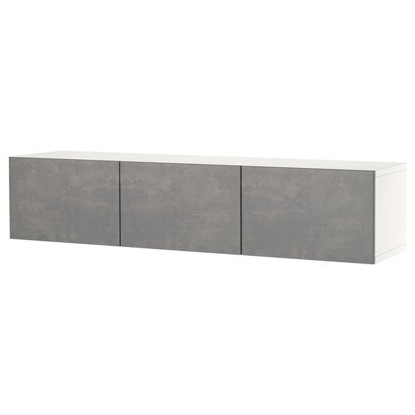 BESTÅ TV bench with doors, white/Kallviken dark grey, 180x42x38 cm