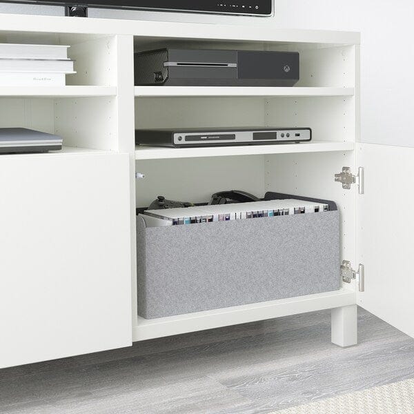 Ikea BESTÅ - TV bench with doors, white/Kallviken/Stubbarp light grey, 120x42x74 cm