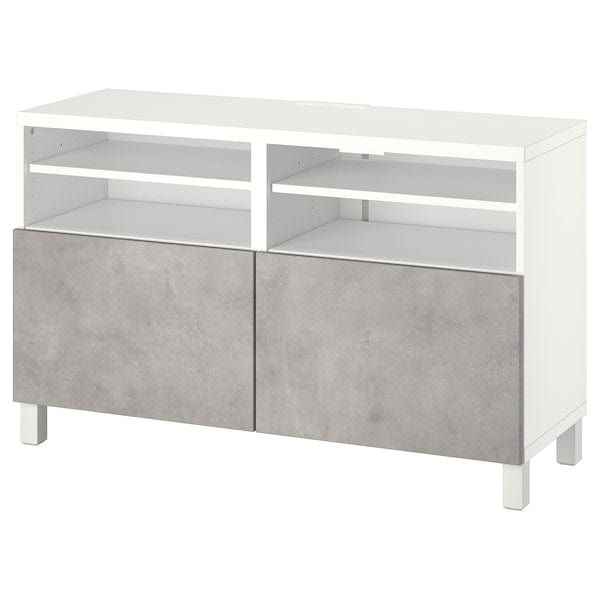 Ikea BESTÅ - TV bench with doors, white/Kallviken/Stubbarp light grey, 120x42x74 cm
