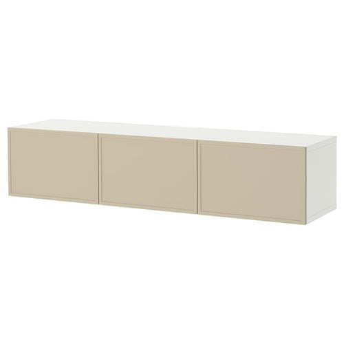BESTÅ TV bench with doors, white/Krukmakare beige, 180x42x38 cm
