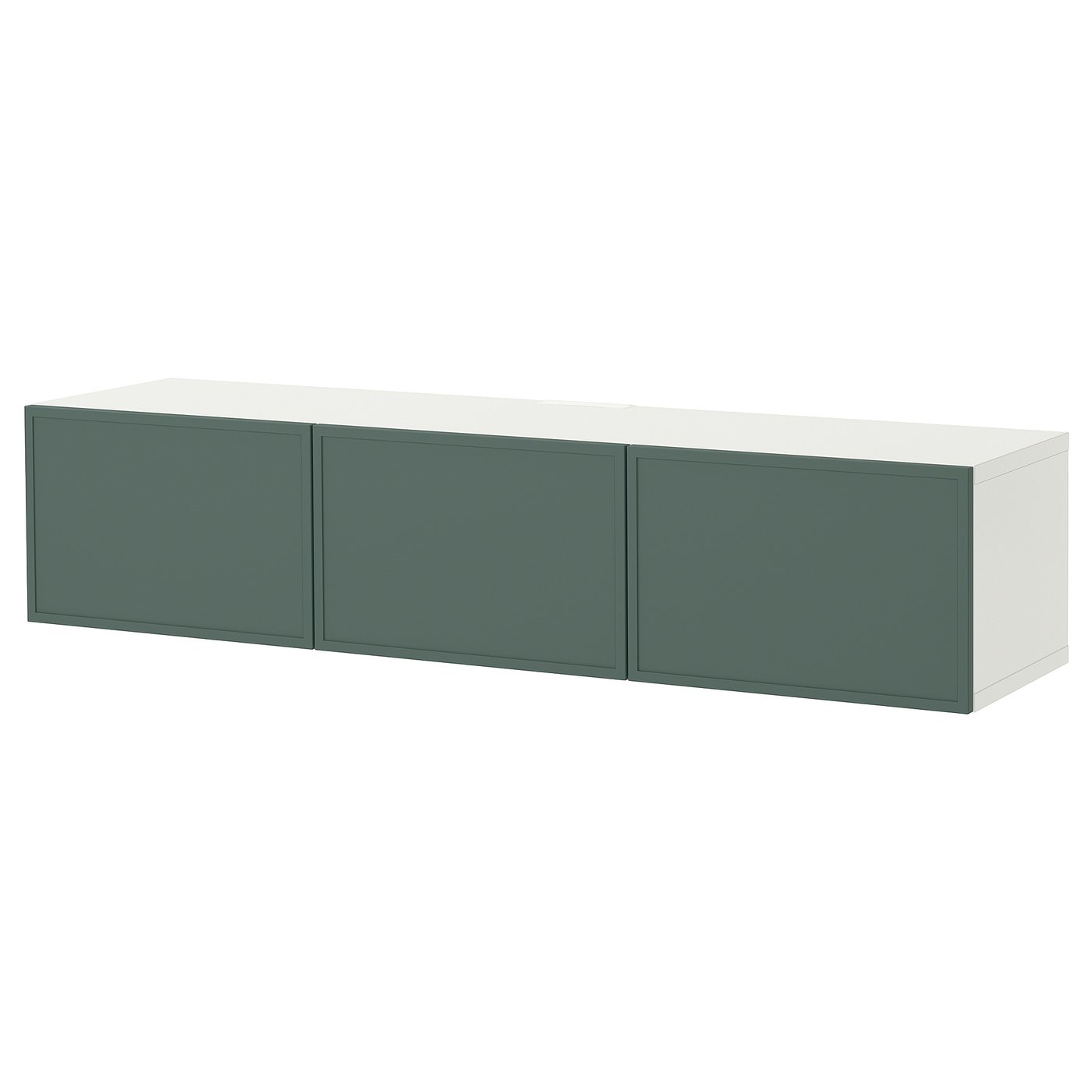 BESTÅ TV bench with doors, white/Krukmakare dark grey-green, 180x38x42 cm