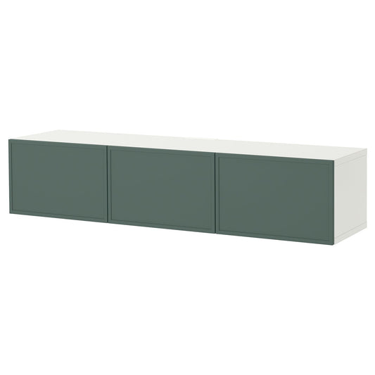BESTÅ TV bench with doors, white/Krukmakare dark grey-green, 180x38x42 cm