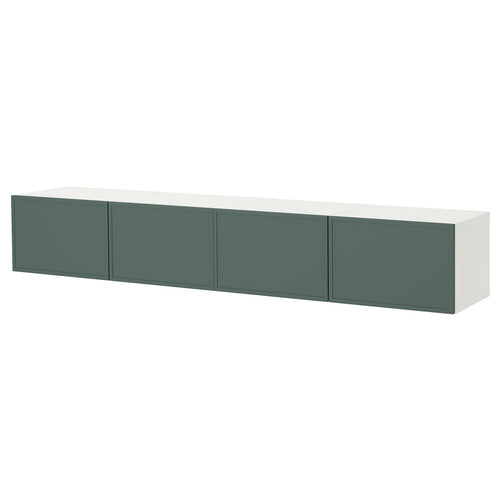 BESTÅ TV bench with doors, white/Krukmakare dark grey-green, 240x42x38 cm