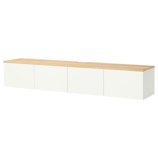 BESTÅ TV bench with doors, white/Lappviken white, 240x42x40 cm