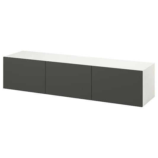 Ikea BESTÅ - TV bench with doors, white/Lappviken dark grey, 180x42x38 cm